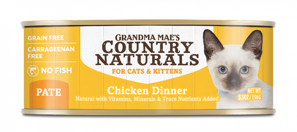 Grandma Mae's Country Naturals Grain Free Chicken Dinner Pate Canned Food for Cats