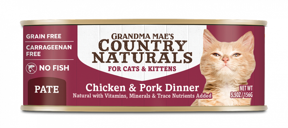 Grandma Mae's Country Naturals Grain Free Chicken & Pork Dinner Pate Canned Food for Cats