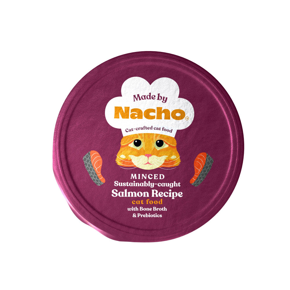 Made By Nacho Minced Sustainably-Caught Salmon Recipe Cat Food With Bone Broth And Prebiotics