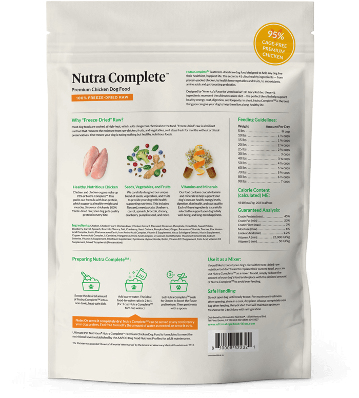 
                  
                    Ultimate Pet Nutrition Freeze Dried Nutra Complete Chicken Dog Food
                  
                