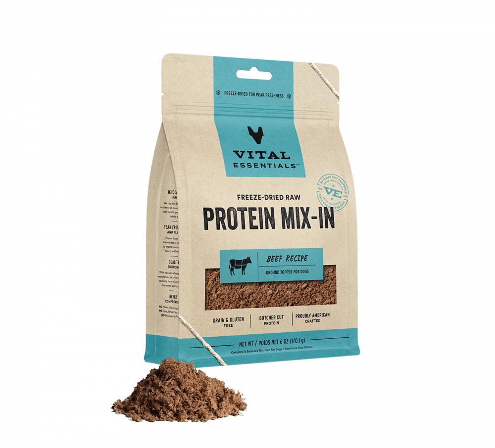 Vital Essentials Freeze Dried Raw Protein Mix In Beef Recipe Ground Topper for Dogs