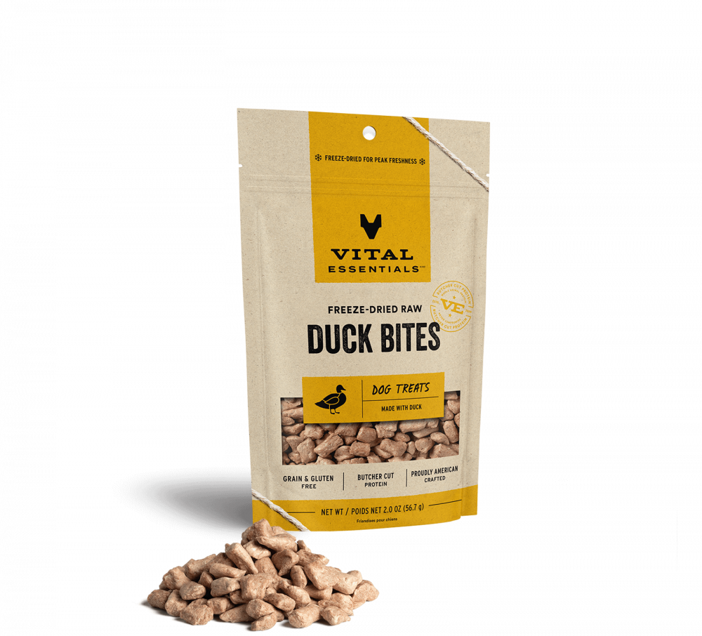 Vital Essentials Freeze Dried Duck Bites Dog Treats