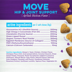 Wellness Grilled Chicken Flavored Soft Chews Hip & Joint Health Supplements for Dogs