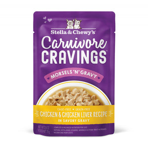 Stella & Chewy's Carnivore Cravings Morsels N Gravy Chicken & Chicken Liver Recipe Pouch Cat Food