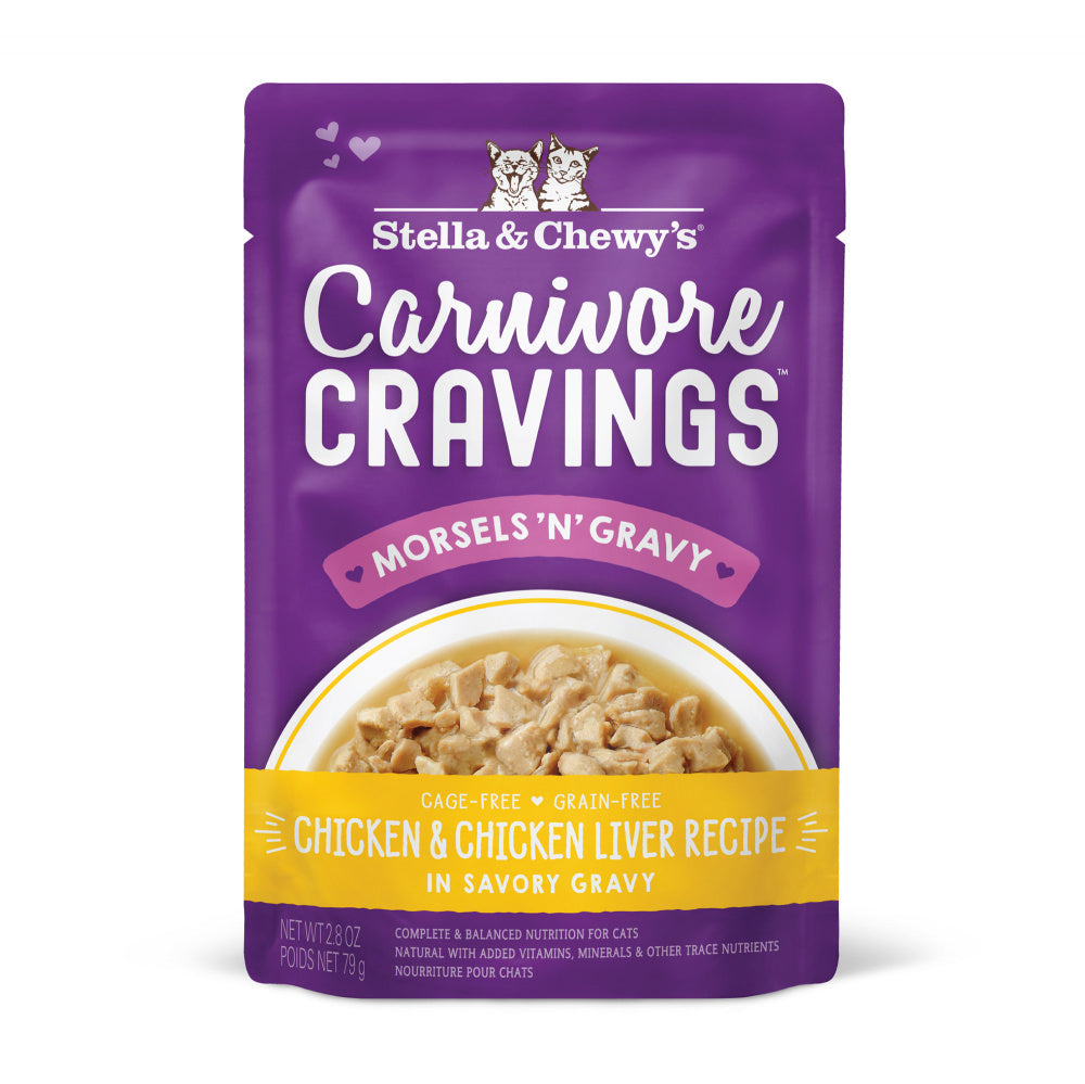 Stella & Chewy's Carnivore Cravings Morsels N Gravy Chicken & Chicken Liver Recipe Pouch Cat Food
