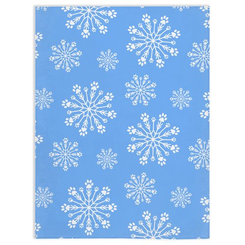 Paw Snowflake Minky Blanket - Blue/White