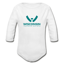Load image into Gallery viewer, WHS Logo Organic Long Sleeve Baby Bodysuit - white