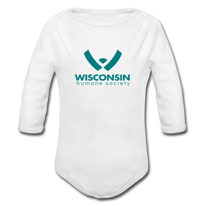 WHS Logo Organic Long Sleeve Baby Bodysuit - white