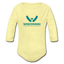 Load image into Gallery viewer, WHS Logo Organic Long Sleeve Baby Bodysuit - washed yellow