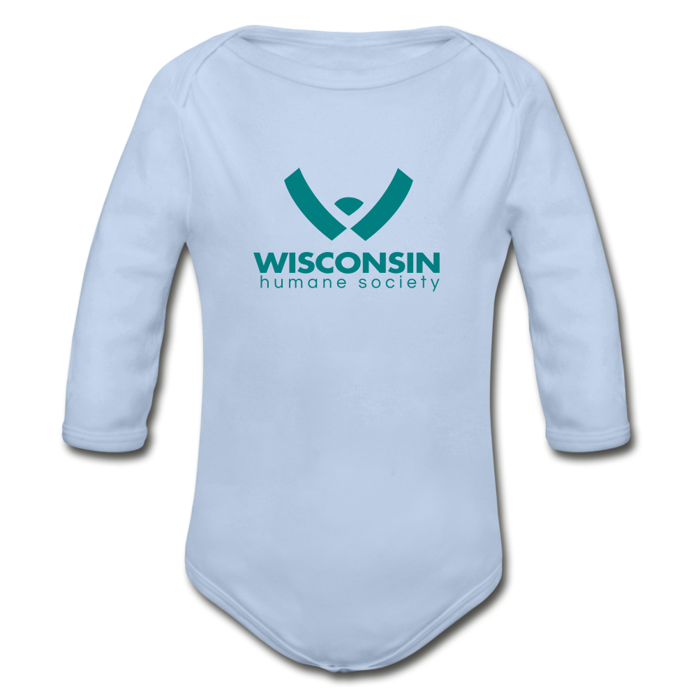 WHS Logo Organic Long Sleeve Baby Bodysuit - sky