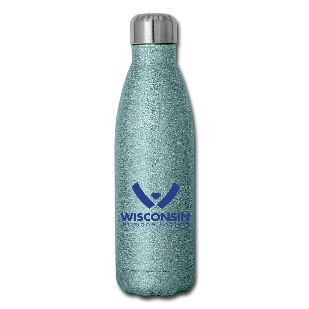 WHS Logo Insulated Stainless Steel Water Bottle - turquoise glitter