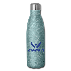 WHS Logo Insulated Stainless Steel Water Bottle - turquoise glitter