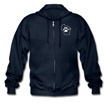 Load image into Gallery viewer, Paws Across Wisconsin Heavy Blend Adult Zip Hoodie - navy