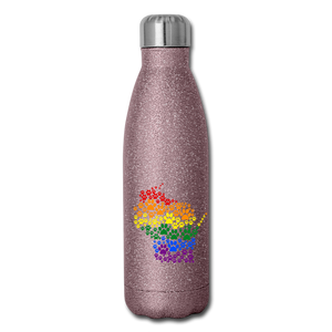 Pride Paws Insulated Stainless Steel Water Bottle - pink glitter