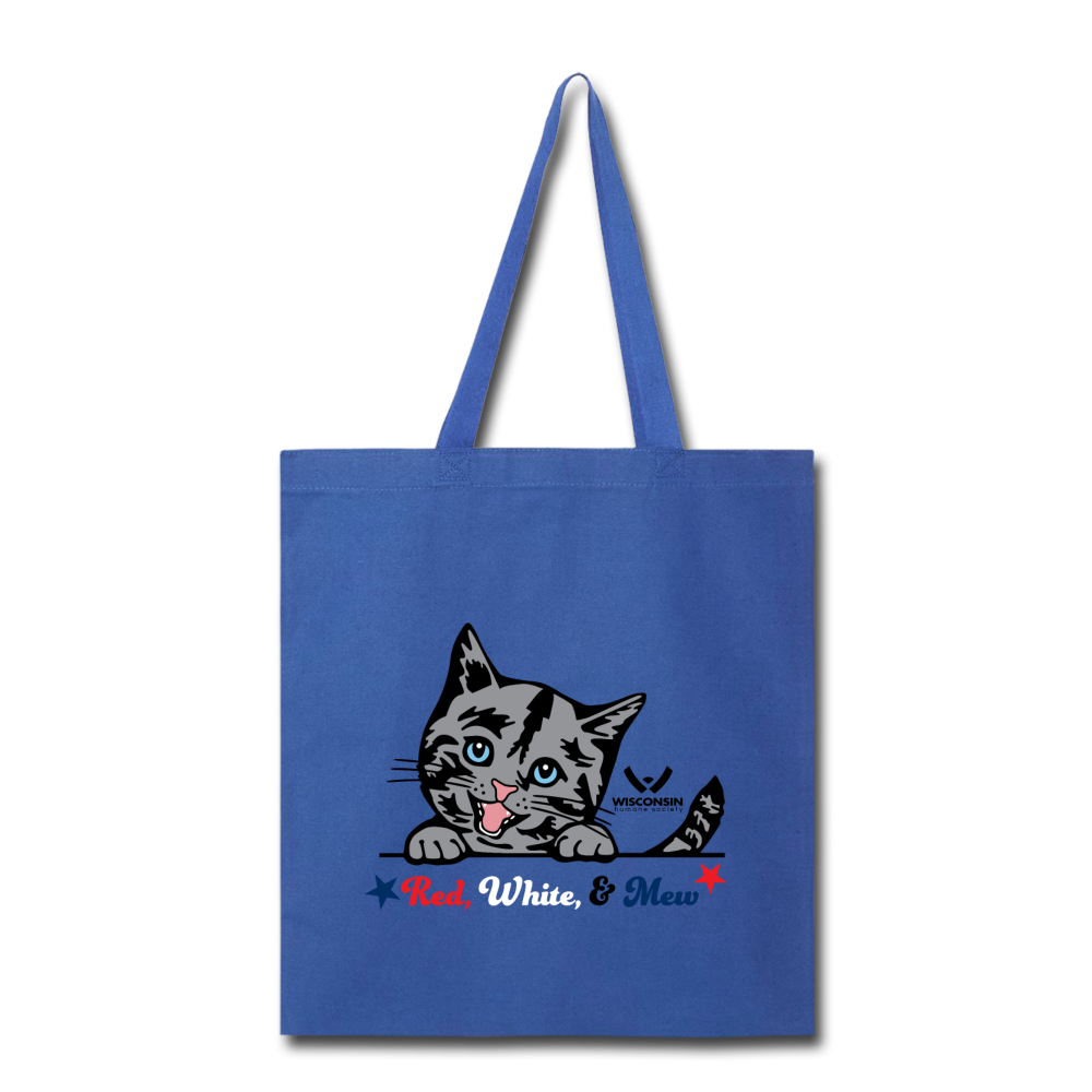 Red White & Mew Tote Bag - royal blue