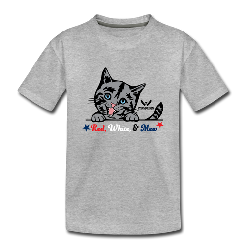 Red White & Mew Kids' Premium T-Shirt - heather gray