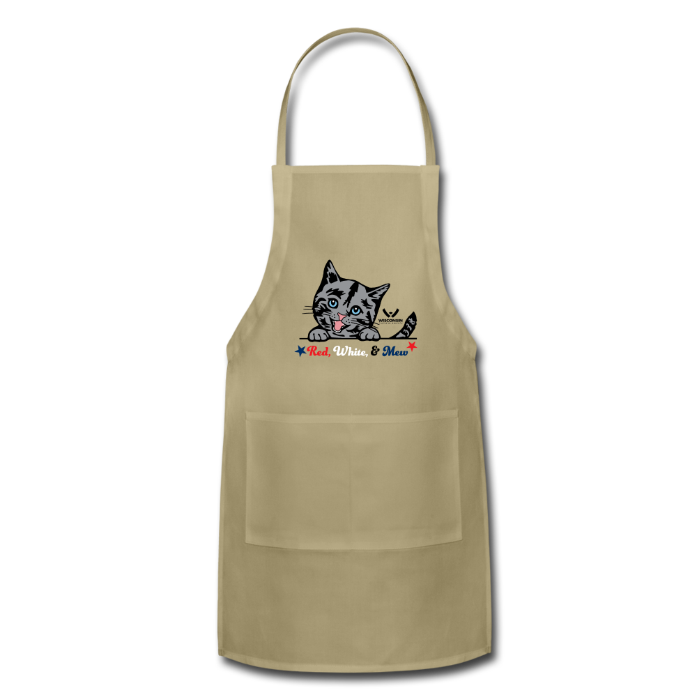 Red White & Mew Adjustable Apron - khaki