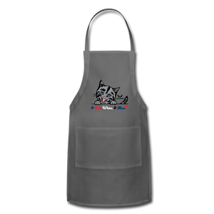 Red White & Mew Adjustable Apron - charcoal