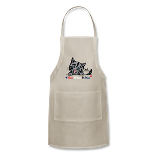 Red White & Mew Adjustable Apron - natural