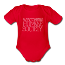 Load image into Gallery viewer, WHS 1987 Logo Organic Short Sleeve Baby Bodysuit - red