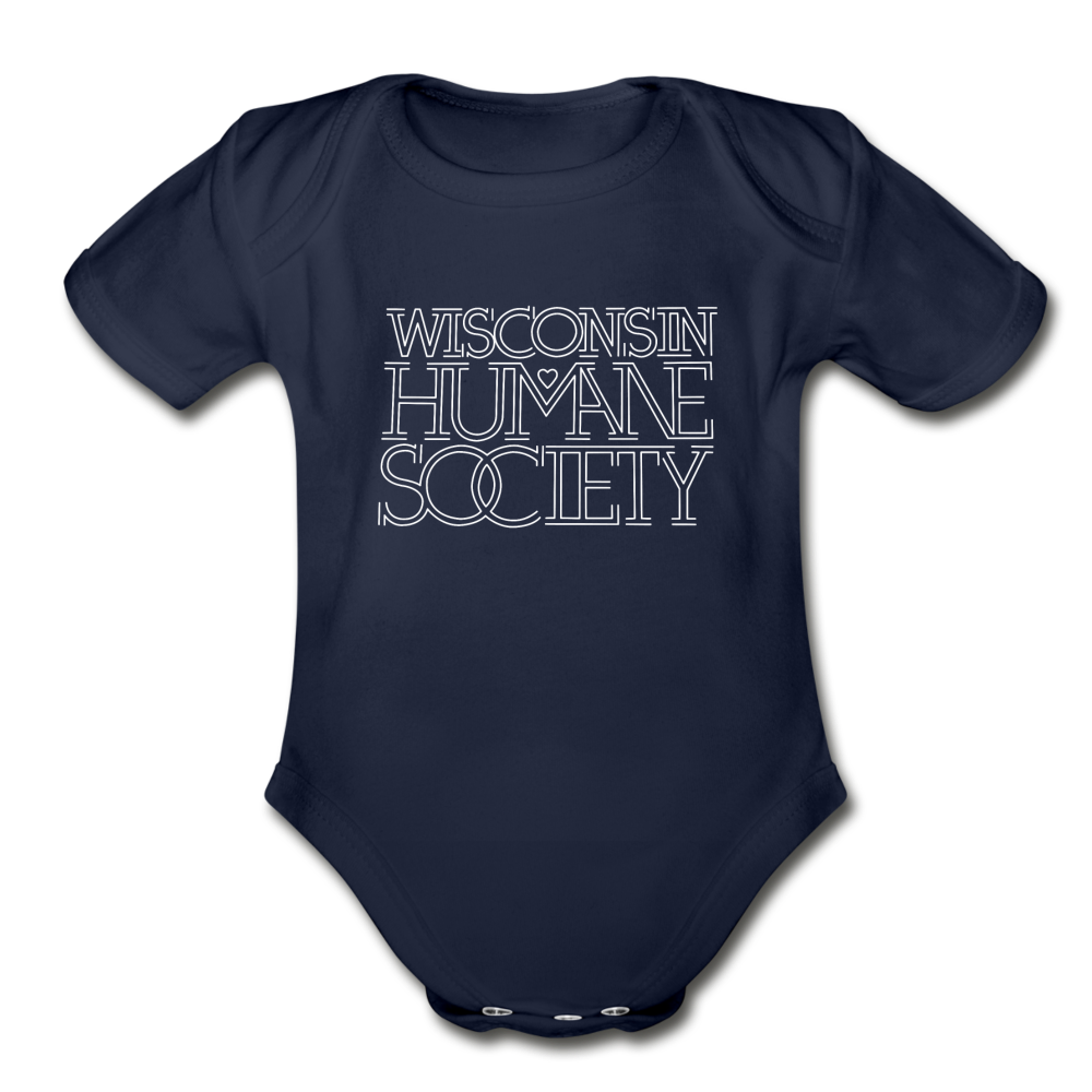 WHS 1987 Logo Organic Short Sleeve Baby Bodysuit - dark navy