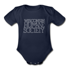 Load image into Gallery viewer, WHS 1987 Logo Organic Short Sleeve Baby Bodysuit - dark navy