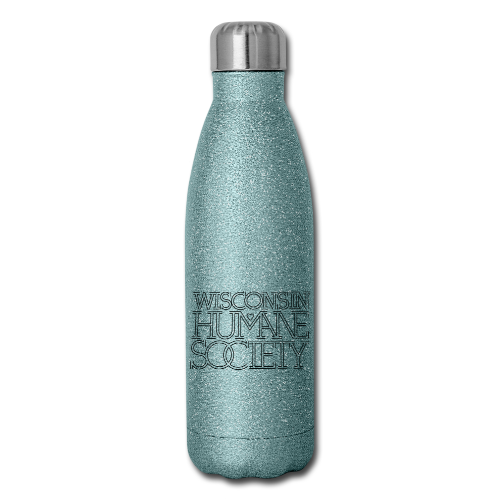 WHS 1987 Logo Insulated Stainless Steel Water Bottle - turquoise glitter