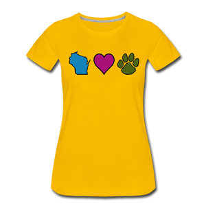 WI Loves Pets Contoured Premium T-Shirt - sun yellow