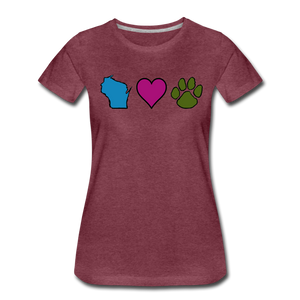 WI Loves Pets Contoured Premium T-Shirt - heather burgundy