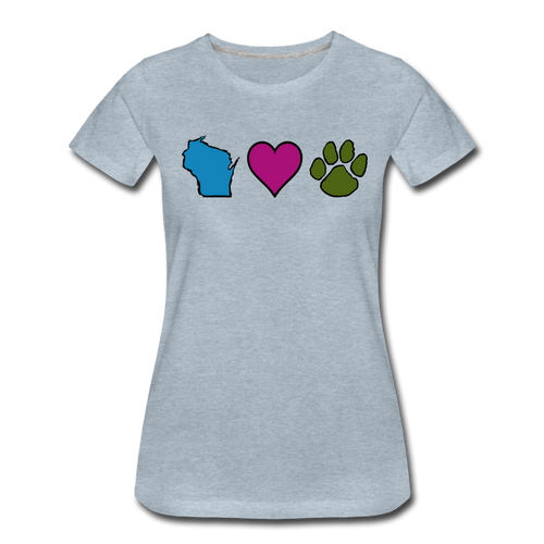 WI Loves Pets Contoured Premium T-Shirt - heather ice blue
