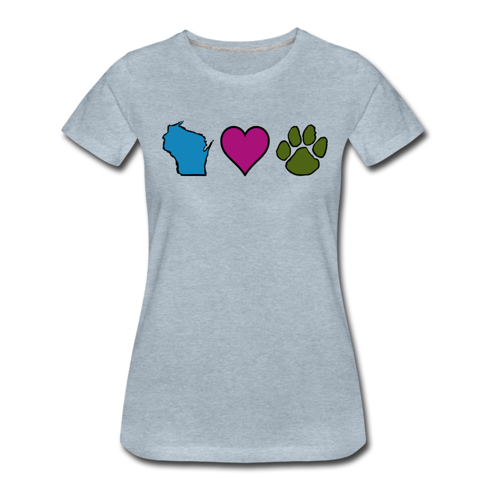 WI Loves Pets Contoured Premium T-Shirt - heather ice blue