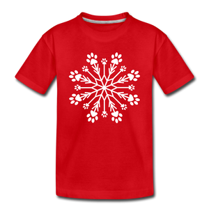 Paw Snowflake Kids' Premium T-Shirt - red
