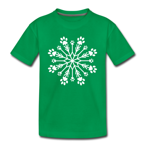 Paw Snowflake Kids' Premium T-Shirt - kelly green