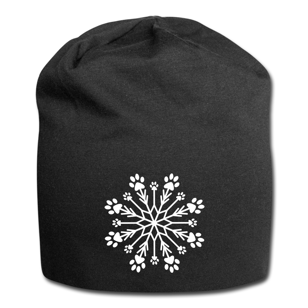 Paw Snowflake Jersey Beanie - black