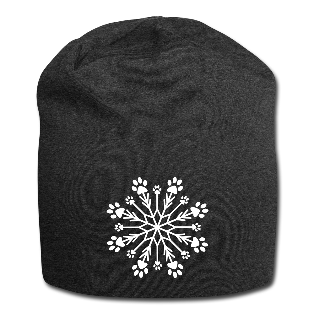 Paw Snowflake Jersey Beanie - charcoal grey