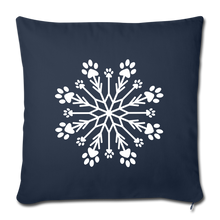 Load image into Gallery viewer, Paw Snowflake Throw Pillow Cover 18” x 18” - navy