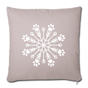 Paw Snowflake Throw Pillow Cover 18” x 18” - light taupe