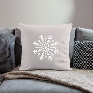 Paw Snowflake Throw Pillow Cover 18” x 18” - light taupe