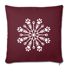Load image into Gallery viewer, Paw Snowflake Throw Pillow Cover 18” x 18” - burgundy