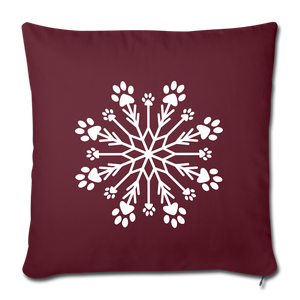 Paw Snowflake Throw Pillow Cover 18” x 18” - burgundy