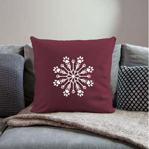 Paw Snowflake Throw Pillow Cover 18” x 18” - burgundy