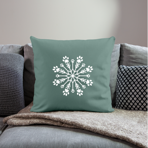 Paw Snowflake Throw Pillow Cover 18” x 18” - cypress green