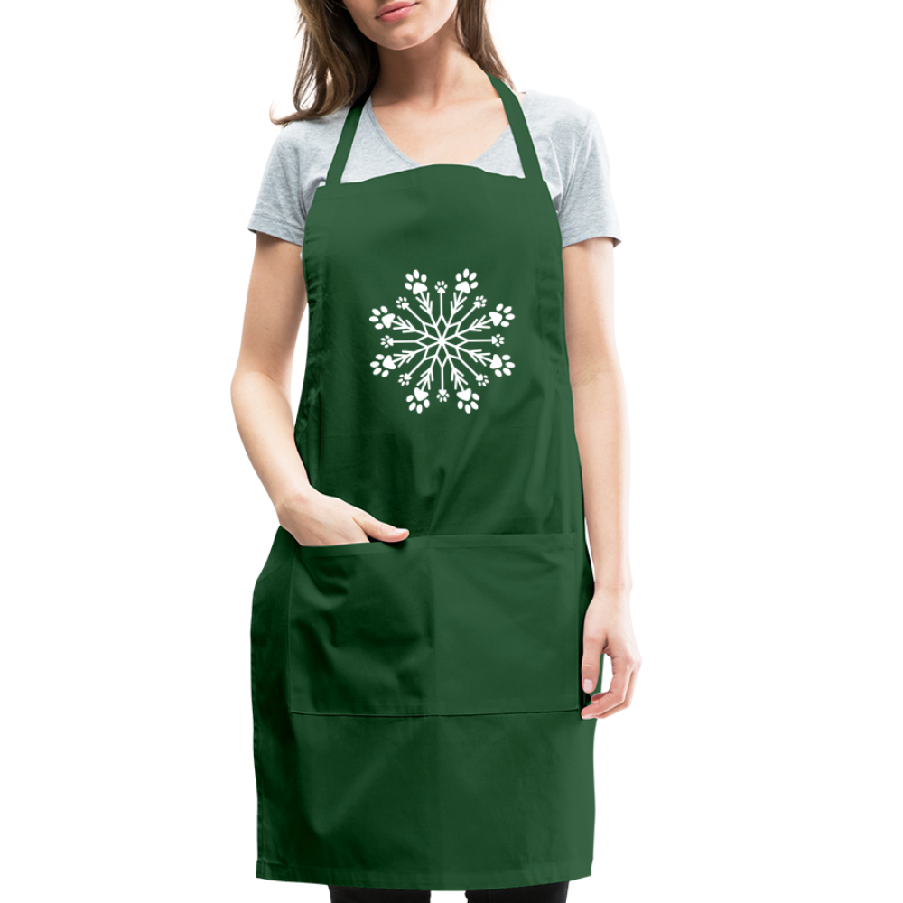 Paw Snowflake Adjustable Apron - forest green