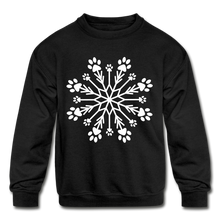 Load image into Gallery viewer, Paw Snowflake Kids&#39; Crewneck Sweatshirt - black