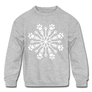 Paw Snowflake Kids' Crewneck Sweatshirt - heather gray