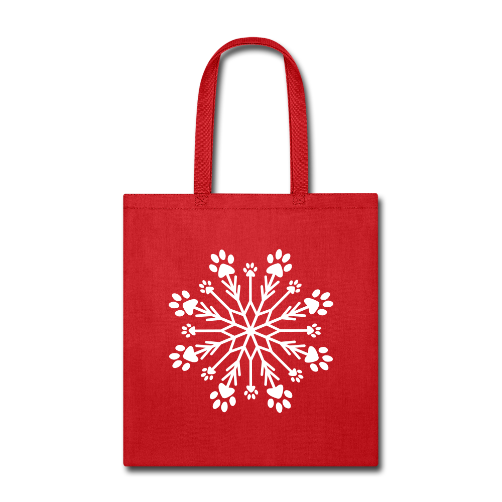 Paw Snowflake Tote Bag - red