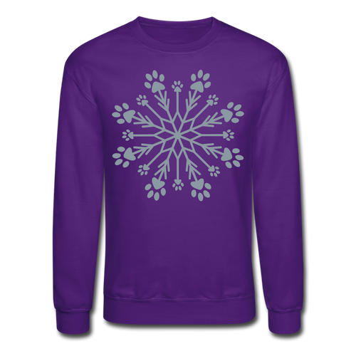 Paw Snowflake Metallic Print Sweatshirt - purple