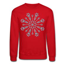 Load image into Gallery viewer, Paw Snowflake Metallic Print Sweatshirt - red