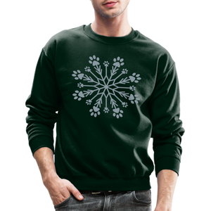 Paw Snowflake Metallic Print Sweatshirt - forest green