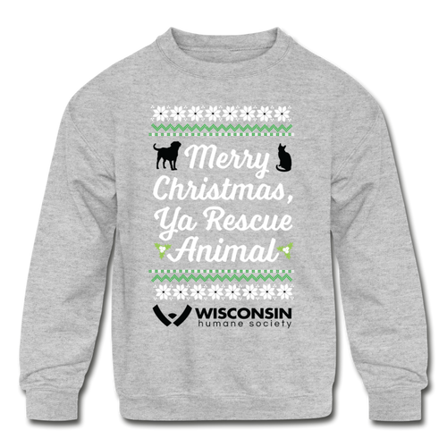 Ya Rescue Animal Kids' Crewneck Sweatshirt - heather gray